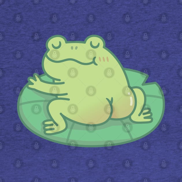 Frog With Cute Butt Resting On Lily Pad by rustydoodle